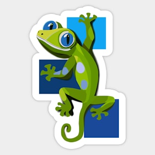 Green Gecko With Blue Eyes Sticker